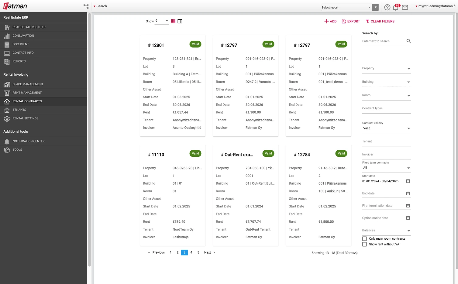 Frame Rental Invoicing software. Allocate rental payments
to invoices and generate
bookkeeping material.