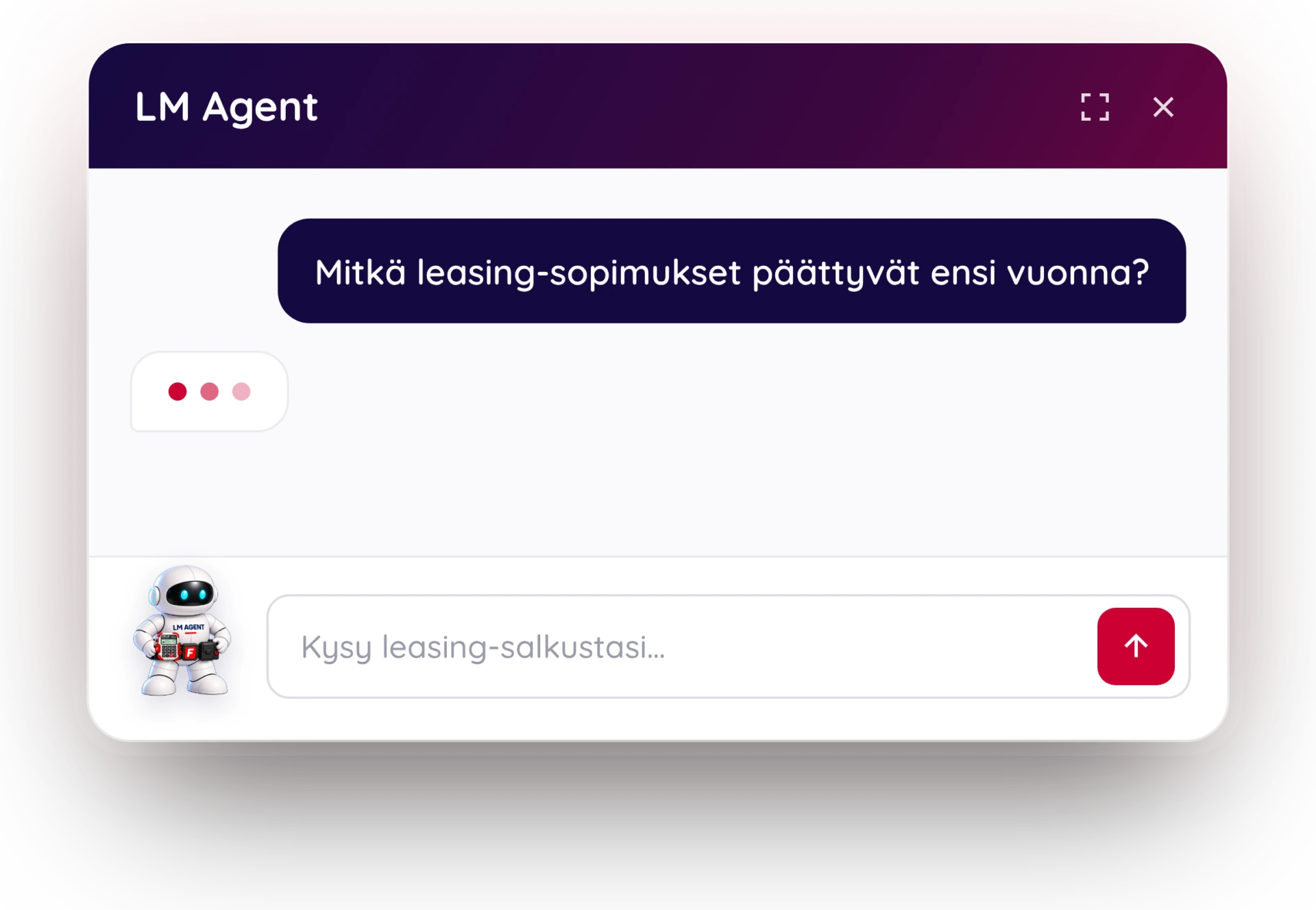 LM Agentti löytää oleelliset sopimukset, yhdistää tiedot ja selittää vastauksen asiayhteydessä.